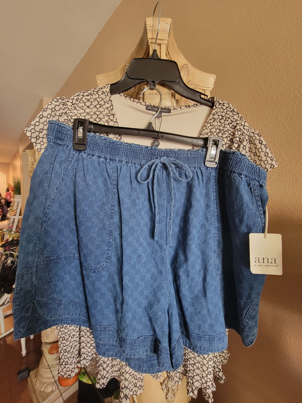 a.n.a Indigo Chambray Denim-look Drawstring Shorts